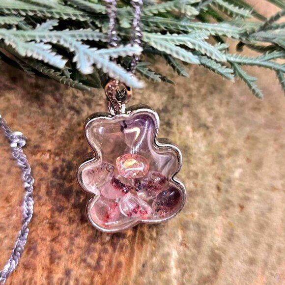 Floating Nature Super Seven Crystals Silver Bear Pendant Necklace - Picture 6 of 10